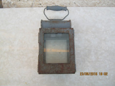 Vintage Transilvania-obiect decor rustic-cabana,pensiune-Lampas-Lampa CFR foto