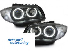 Faruri BMW SERIA 1 E87 04-07 _ 2 Angel Eyes Crom foto