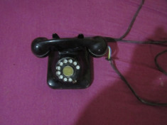 telefon vechi din ebonita arata ca nou culoare neagra fir drept foto