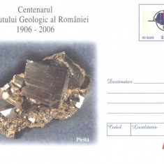 Aniv., Centenarul Institutului Geologic al Romaniei, Pirita, intreg postal, 2006