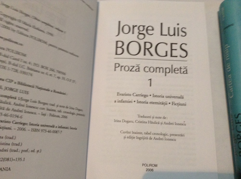 JORGE LUIS BORGES MOARTEA SI BUSOLA/CARTEA DE NISIP/CARTEA FIINTELOR  IMAGINARE, Polirom | Okazii.ro