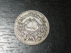 Moneda argint 1 lira Syria 1950, stare buna foto