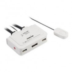 InLine KVM Switch, 2-fach Displayport USB mit Audio integr. Kabel foto