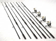 4 lansete FL POWER PLUS 3,6m 4 mulinete COOL ANGEL U50 11 rulmenti si baitrunner foto