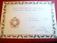 Diploma la Consiliul International de Sport Militar 1987 pt.Col.C.Kramer foto