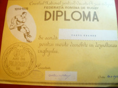 Diploma Federatia Romana Rugby -60 Ani infiintare pt C.Kramer -Pres.Rugby Steaua foto