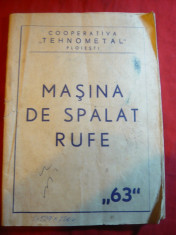 Carte Tehnica -Masina Spalat Rufe &amp;#039;63 -Coop.Tehnometal Ploiesti ,certif.garantie foto