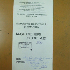 Iasii de ieri si de azi expozitie pictura grafica catalog sala Vernisaj 1980