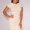 M437-221 Rochie eleganta din dantela, cu maneci scurte