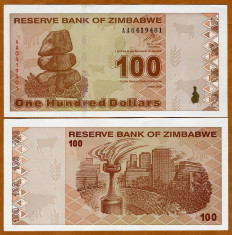 !!! ZIMBABWE - 100 DOLARI 2009 - P 97 - UNC // SERIA AA foto