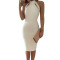 F493-2 Rochie midi de cocktail cu detalii decupate in partea de sus si la spate