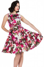 F498 Rochie skater cu imprimeu floral, stil retro foto