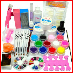 KIT UNGHII FALSE CU GEL,SET MANICHIURA GELURI COLOR foto