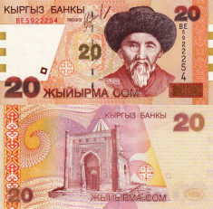 KYRGYZSTAN 20 som ND 2002 UNC!!! foto