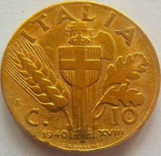 Moneda 10 Centesimi - ITALIA FASCISTA, anul 1940 *cod 780 foto