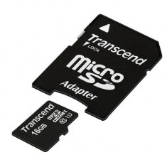 Card microSDHC cu adaptor SD Transcend 16GB Class 4 foto