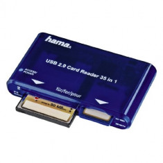 Card reader Hama USB CardReaderWriter 35in1 USB 2.0 Albastru foto