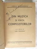 Cumpara ieftin &quot;DIN MUZICA SI VIATA COMPOZITORILOR&quot;, Virgil Gheorghiu, 1942. Cartonata (legata)