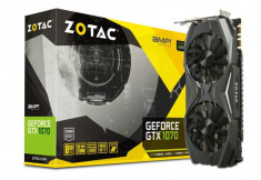 Placa video ZOTAC GeForce? GTX 1070 AMP Edition, ZT-P10700C-10P, PCI-E 3.0, 8GB GDDR5, 256 bit, 1797 MHz, 1607 MHz, DVI, HDMI, 3*DP, Sli, fan bulk foto