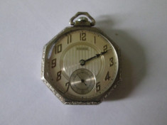 ceas din aur alb ,garantat, 14 carate ,Waltham foto