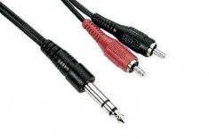 Cablu Jack 6.3 stereo la 2 RCA tata, 3m Stage Line MCA-302 foto