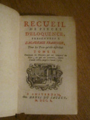 1750 - Recueil de Pieces D&amp;#039;Eloquence - Tome II foto