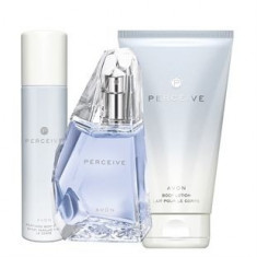 Apa parfum Perceive 50ml AVON + crema de corp + deodorant spray foto