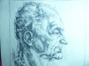 Gravura- Studiu de Portret semnat TS 1975 , dim.= 24,5 x 34,5 cm partea desenata, Portrete, Carbune, Altul