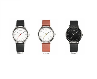 Ceas barbatesc Tomi fashion - curea din piele - quartz NEGRU / MARO foto