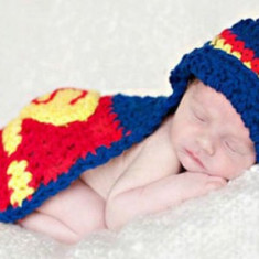 Costum crosetat bebelusi model Superman/Ironman/Batman botez sedinte foto nou
