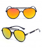 Ochelari Soare Unisex Fashion Retro Design- Protectie UV - Negru + Portocaliu, Protectie UV 100%, Plastic