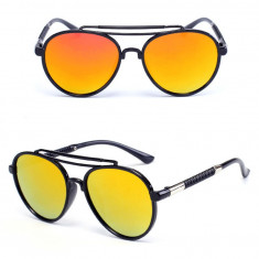Ochelari Soare Unisex Fashion Retro Design- Protectie UV - Negru + Portocaliu