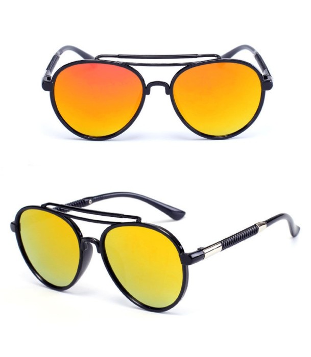 Ochelari Soare Unisex Fashion Retro Design- Protectie UV - Negru + Portocaliu