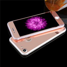 Folie FATA + SPATE din sticla colorata oglinda pt iPhone 7 - AURIU (ROSE GOLD) foto