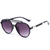 Ochelari Soare Unisex Fashion Retro Design - Protectie UV - violet + negru, Protectie UV 100%, Plastic