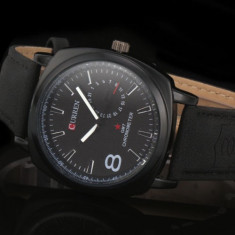 Ceas Barbatesc Fashion Stil Militar - CURREN - Quartz, Nou - Cadran Negru foto