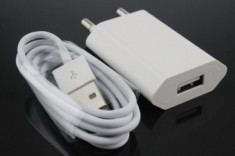 Adaptor + CABLU KIT INCARCARE IPHONE 6/6S 2 in 1 cu USB de 1 M-1A foto