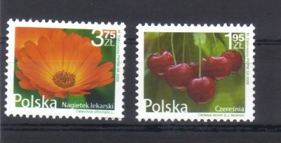 POLONIA 2009, Flori si fructe, MNH, serie neuzata foto