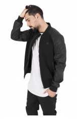 Cotton Bomber Leather Imitation Sleeve Jacket foto