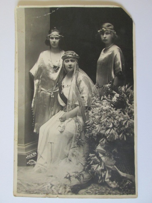 Foto/carte postala de la logodna printesei Marioara(Mignon) cu regele Serbiei