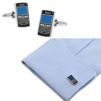 Butoni camasa model telefon mobil BLUE PHONE + cutie simpla cadou foto