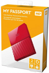 HDD extern WD, 2TB, My Passport, 2,5&amp;quot; USB 3.0, rosu foto