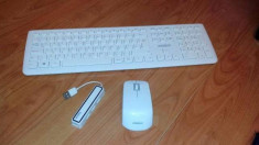 IMPECABIL Kit Tastatura mouse WIFI PERIXX si hub usb HAMA Wireles ALB foto