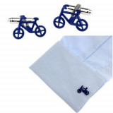 Butoni camasa model bicicleta BLUE BIKE + ambalaj cadou