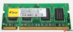 Memorie Laptop 1GB Elixir 1GB PC2-6400 DDR2-800MHz non-ECC Unbuffered CL5 200-Pin SoDimm Dual Rank Memory Module Mfr M2N1G64TUH8D5F-AC foto