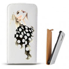 Toc Samsung Galaxy S6 G920 Husa Piele Ecologica Flip Vertical Alba Model Women Draw V2 foto