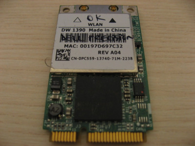 Placa de retea wireless Dell DW 1390, 0PC559, Precision M65 M95 M4300 M6300 foto