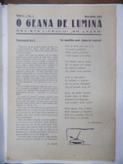 O Geana de lumina , Revista liceului Gh. Lazar, Anul I , Nr. 1 Decembrie 1933 foto