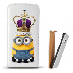 Toc SONY Xperia Z3 Compact Husa Piele Ecologica Flip Vertical Alba Model King Minion foto