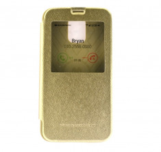 Toc Wow Husa Book Samsung Galaxy S5 G900 Mercury TPU Eco cu Fereastra Gold Auriu foto